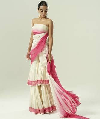 Multicolor plain organza sharara set 3