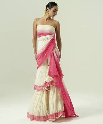 Multicolor plain organza sharara set 4