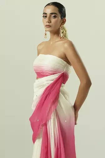 Multicolor plain organza sharara set