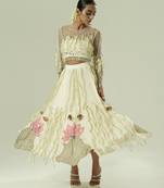 Ivory embroidered georgette co ord set
