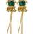 Traditional gold-plated kashmiri jhumka earrings with long chains & green stone