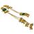 Traditional gold-plated kashmiri jhumka earrings with long chains & green stone