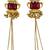 Traditional gold-plated kashmiri jhumka earrings with long chains & ruby stone