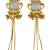Traditional gold-plated kashmiri jhumka earrings with long chains & white stone