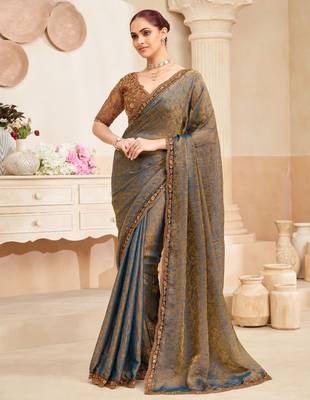 Fendi jacquard saree with embroidered blouse 1