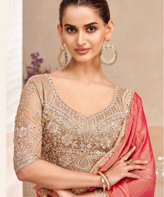 georgette two tone shimmer saree with embroidered blouse  collection 2