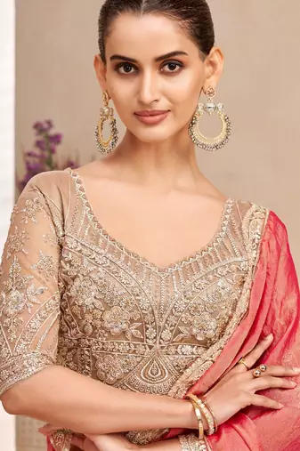 georgette two tone shimmer saree with embroidered blouse  collection