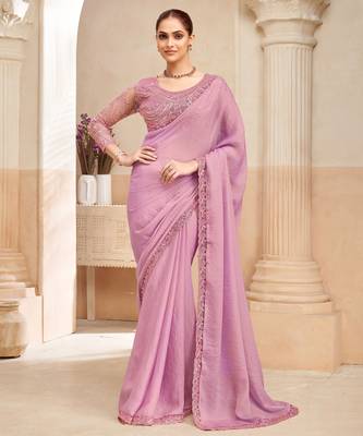  shimmer two tone saree with fancy embroidered blouse 1