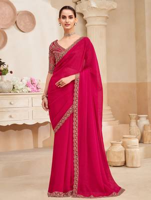two tone shimmer saree with embroidered blouse  stylish & elegant 1