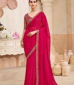 two tone shimmer saree with embroidered blouse     stylish & elegant