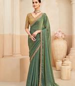 fendi saree with embroidery blouse     premium traditional wear