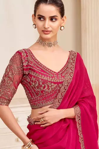 two tone shimmer saree with embroidered blouse  stylish & elegant