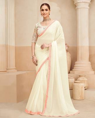 two tone shimmer georgette saree with embroidery blouse 1
