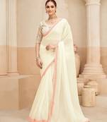 two tone shimmer georgette saree with designer embroidery blouse