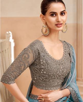 georgette two tone shimmer saree with embroidery blouse  trendy party wear 2
