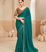  two tone shimmer georgette saree with embroidery blouse     festive wear