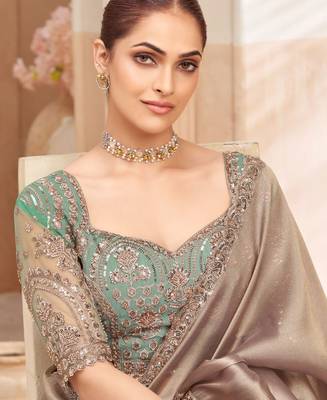 classic fendi saree with embroidered blouse 2