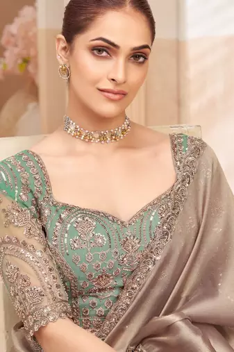 classic fendi saree with embroidered blouse