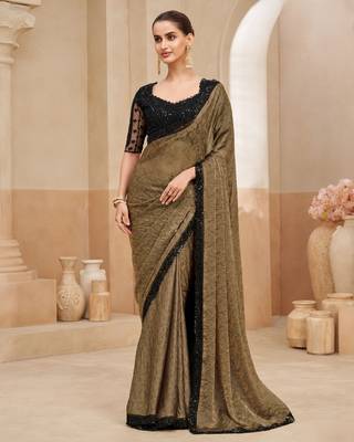 fendi jacquard saree with fancy embroidery blouse 1
