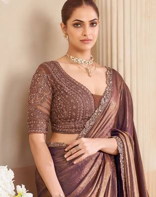 Fendi saree with embroidery blouse  festive & stylish 2