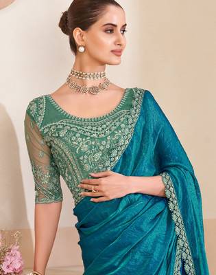 fendi saree with embroidered blouse  elegant party wear 2