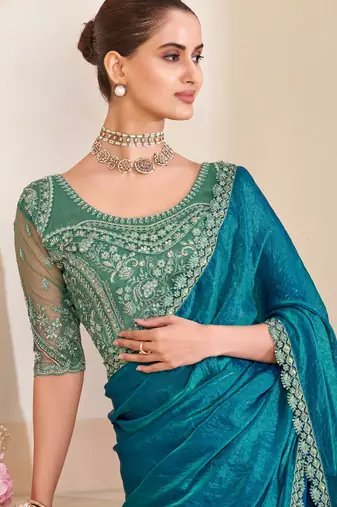 fendi saree with embroidered blouse  elegant party wear