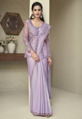 rainbow shimmer saree & unstitched jacket elegant party collection 1