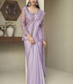 rainbow shimmer saree & unstitched jacket     elegant party collection