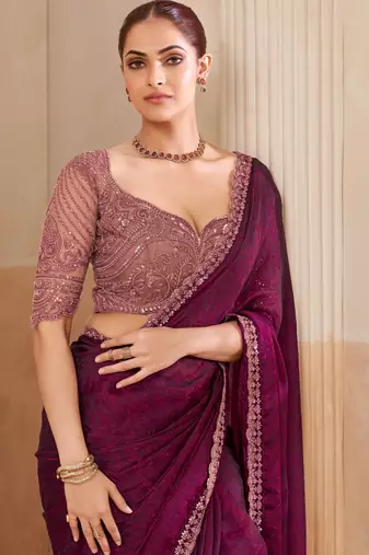 fendi jacquard saree with embroidered blouse