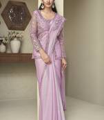 rainbow shimmer designer saree with unstitched jacket