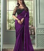 purple pattern georgette silk blend saree     stylish designer saree