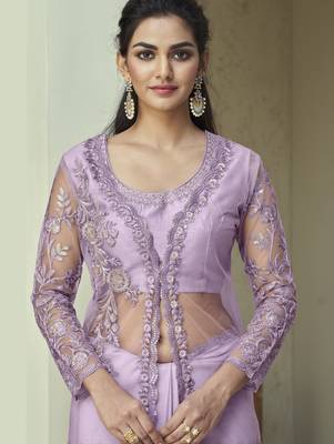rainbow shimmer saree with unstitched jacket 2