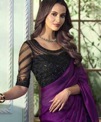 purple pattern georgette silk blend saree  stylish saree 2