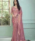 golden shimmer georgette saree     glamorous party wear