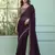 wine chiffon saree     elegant evening wear