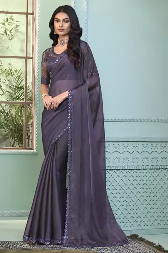 crystal georgette saree with unstitched blouse     trendy wear