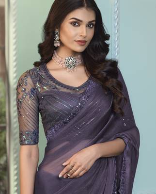 crystal georgette saree with unstitched blouse  trendy wear 2