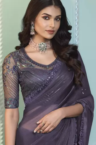 crystal georgette saree with unstitched blouse  trendy wear