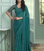 rainbow pattern chiffon saree     vibrant designer wear