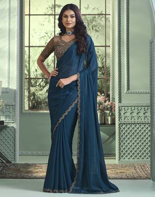 premium rainbow georgette saree with blouse 1