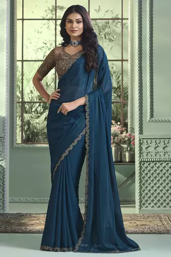 premium rainbow georgette saree with designer blouse