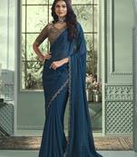 premium rainbow georgette saree with designer blouse