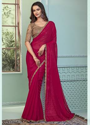 rainbow georgette saree with unstitched blouse  1