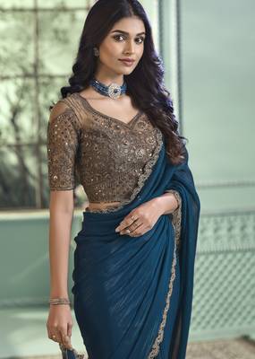 premium rainbow georgette saree with blouse 2