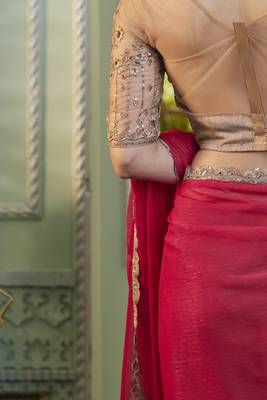 rainbow georgette saree with unstitched blouse  4