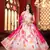White Floral Chinon Silk Lehenga Choli with Pink Dupatta