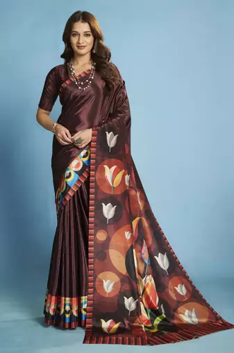 Soft Silk Malai Crepe Saree with Modern Touch Abstract Design – Party/Festive Wear