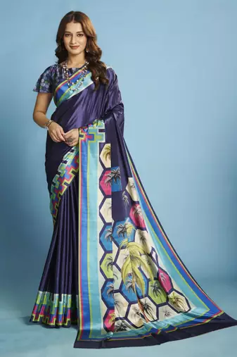 Malai Crepe Soft Silk Saree with Modern Abstract Print – Premium Party & Festival Wear
