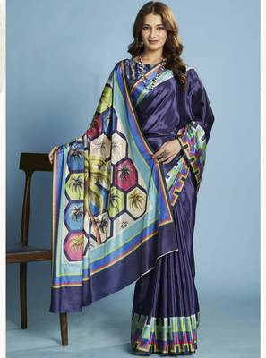 Malai Crepe Soft silk blend Saree with Modern Abstract Print  Premium Party & Festival Wear 2