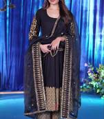 Black blooming georgette  embroidery zari sequins-work suit set